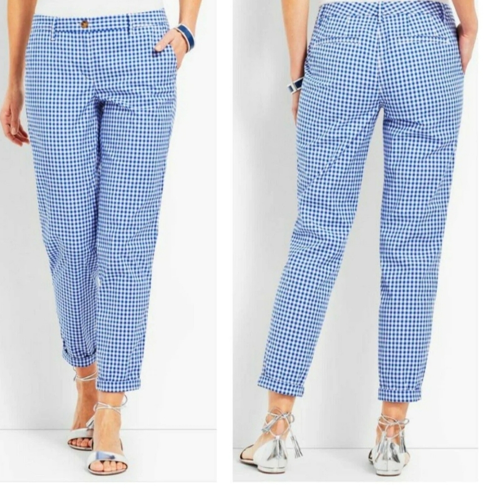 Talbots Blue and White Gingham Ankle Pants